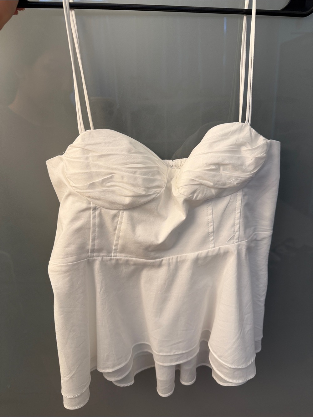 Zara White Bustier Peplum Spaghetti Strap Top